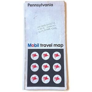1967 Rand McNally Mobil Pennsylvania Travel Map Andy Reids Service Station